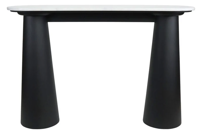 Waris White Marble Top and Black Mango Wood Console Table