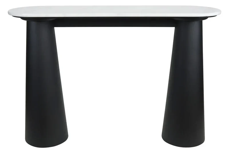 Waris White Marble Top and Black Mango Wood Console Table