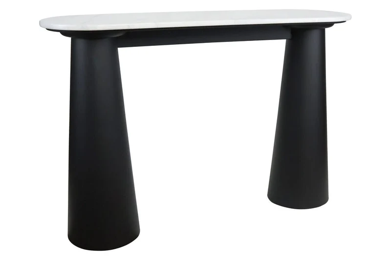 Waris White Marble Top and Black Mango Wood Console Table