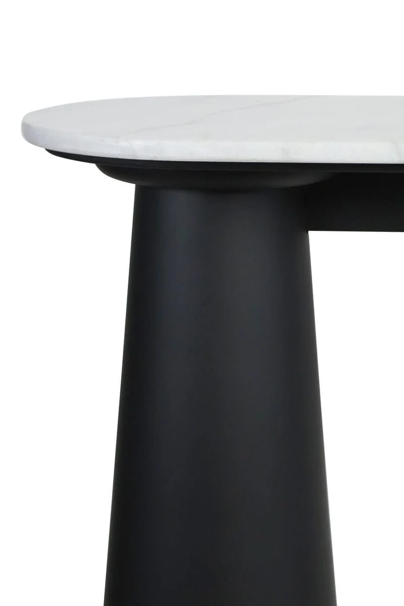 Waris White Marble Top and Black Mango Wood Console Table