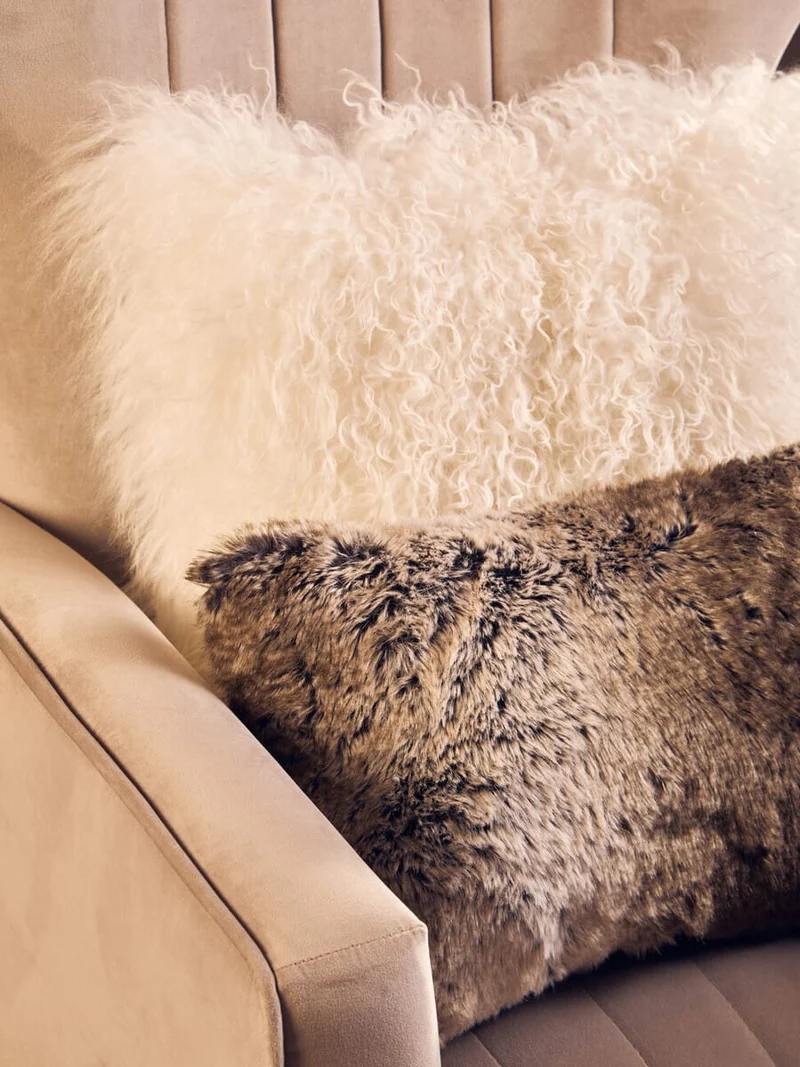 Bosie Lamina Mocha Ombre Rectangular Fur Cushion