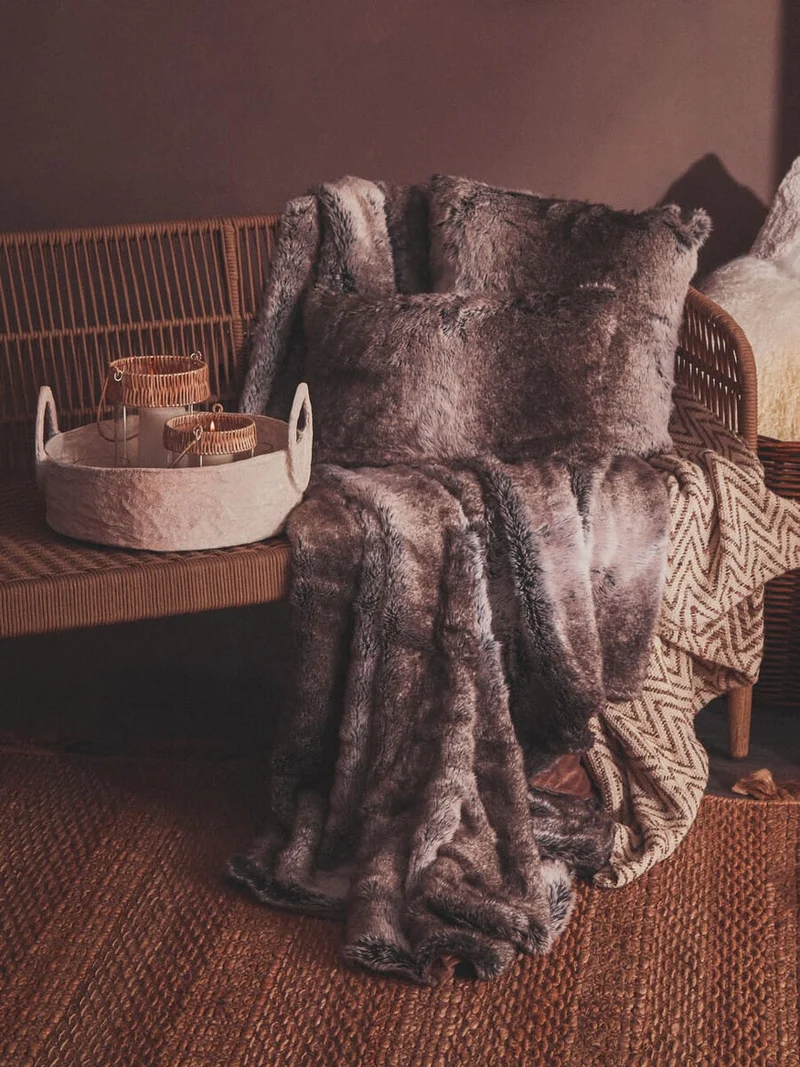 Bosie Lamina Mocha Ombre Fur Throw