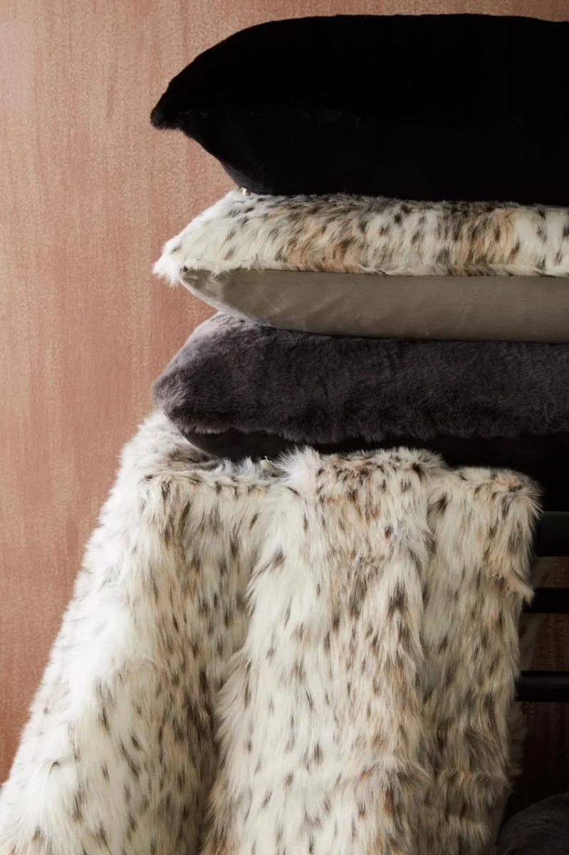 Bosie Lamina Grey Square Fur Cushion