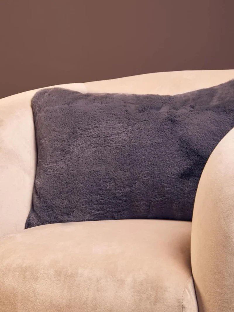 Bosie Lamina Grey Rectangular Fur Cushion