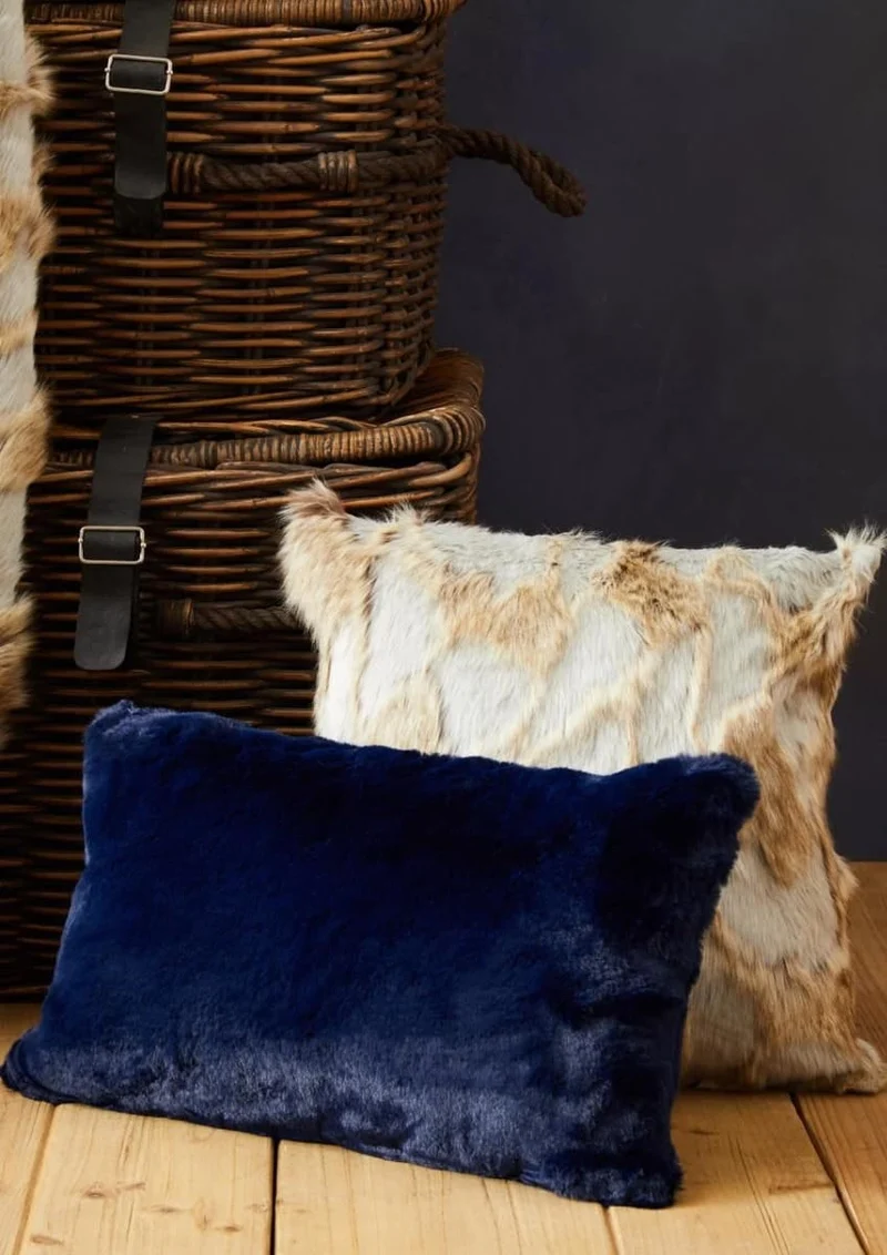 Bosie Lamina Grey And Natural Square Fur Cushion
