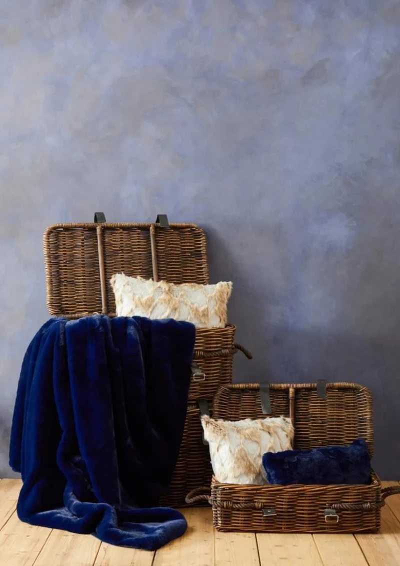 Bosie Lamina Grey And Natural Square Fur Cushion