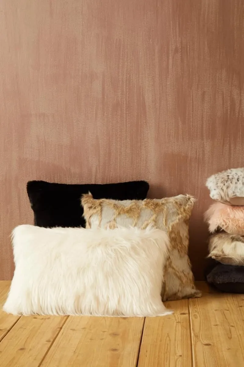 Bosie Lamina Grey And Natural Square Fur Cushion
