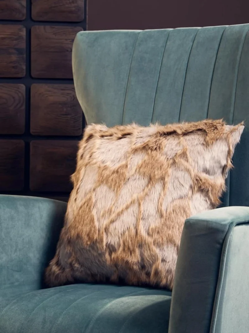 Bosie Lamina Grey And Natural Square Fur Cushion