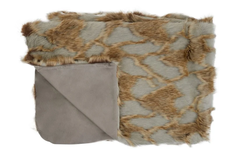 Bosie Lamina Grey And Natural Fur Throw