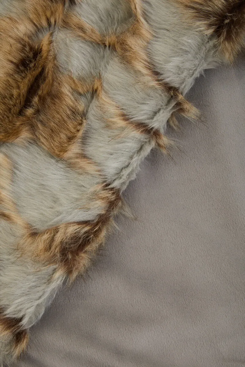 Bosie Lamina Grey And Natural Fur Throw