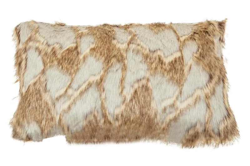 Bosie Lamina Grey And Natural Fur Cushion