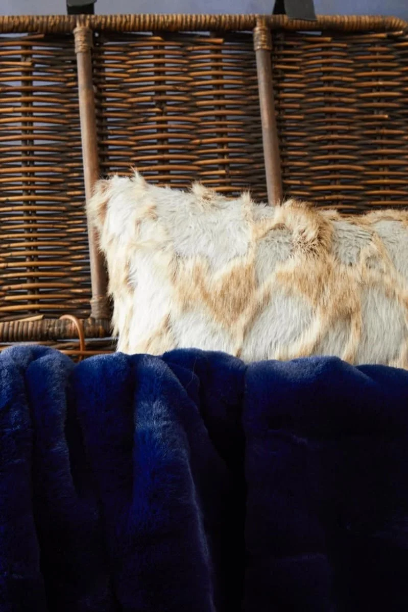Bosie Lamina Grey And Natural Fur Cushion
