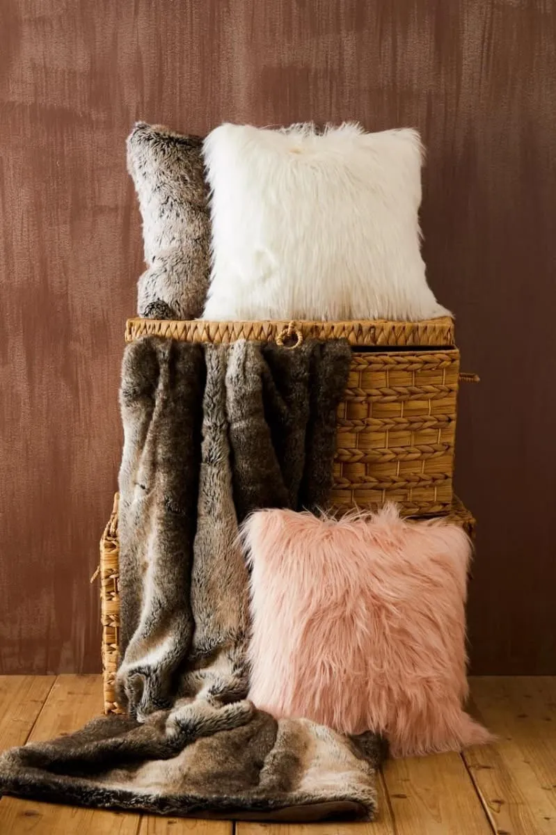 Bosie Lamina Cream Square Fur Cushion