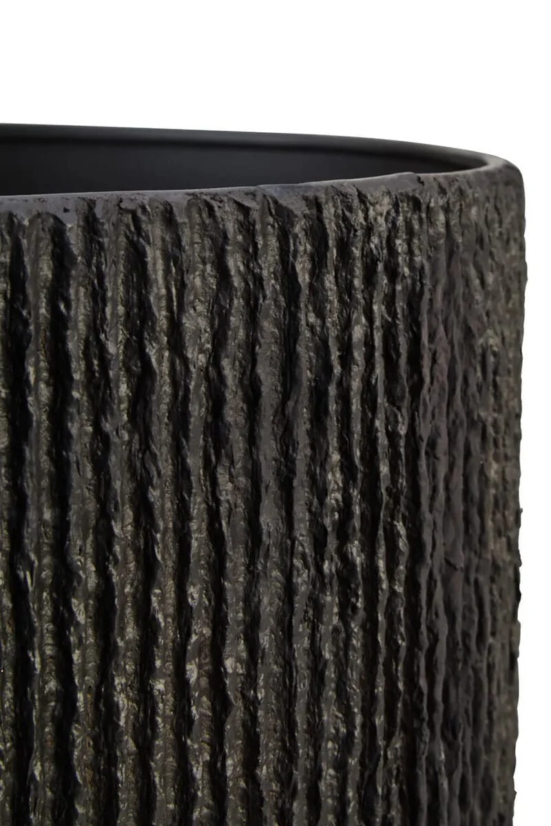 Carta Black Etched Linear Design Papier Mache Table Lamp