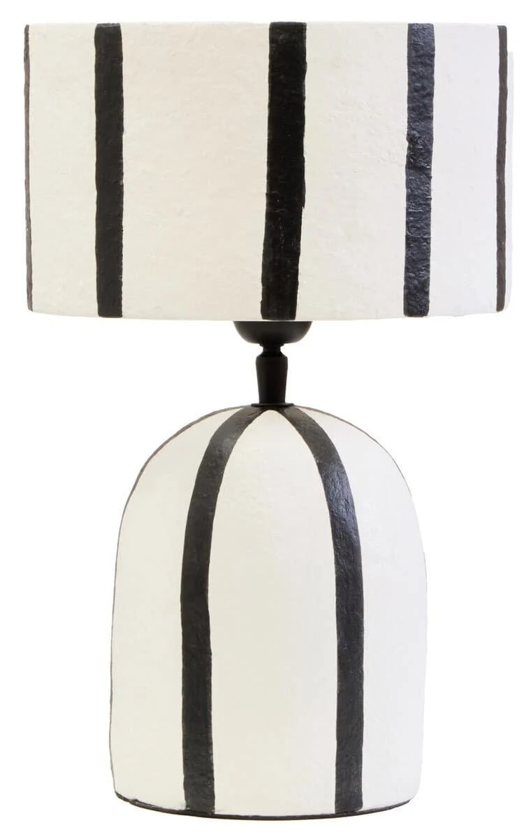 Carta Black and White Stripe Papier Mache Table Lamp