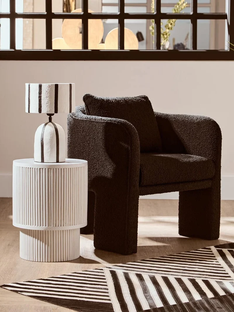 Carta Black and White Stripe Papier Mache Table Lamp