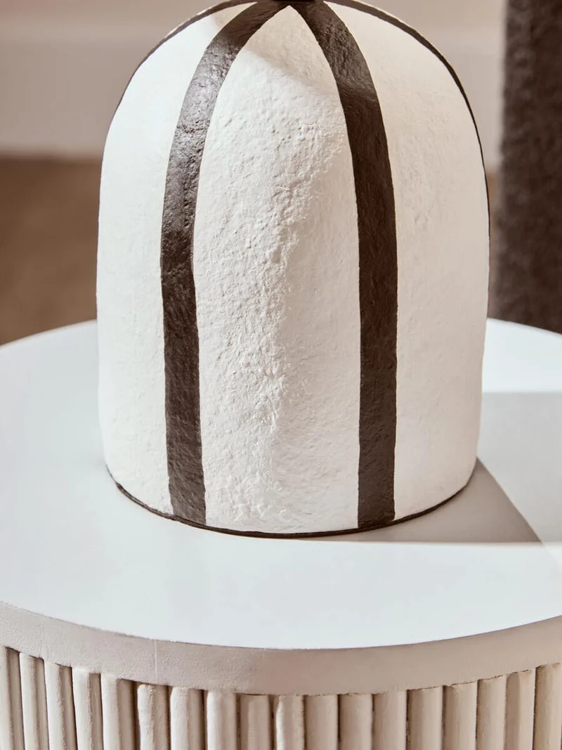 Carta Black and White Stripe Papier Mache Table Lamp