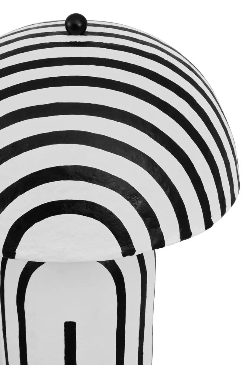 Carta Black and White Stripe Papier Mache Domed Floor Lamp