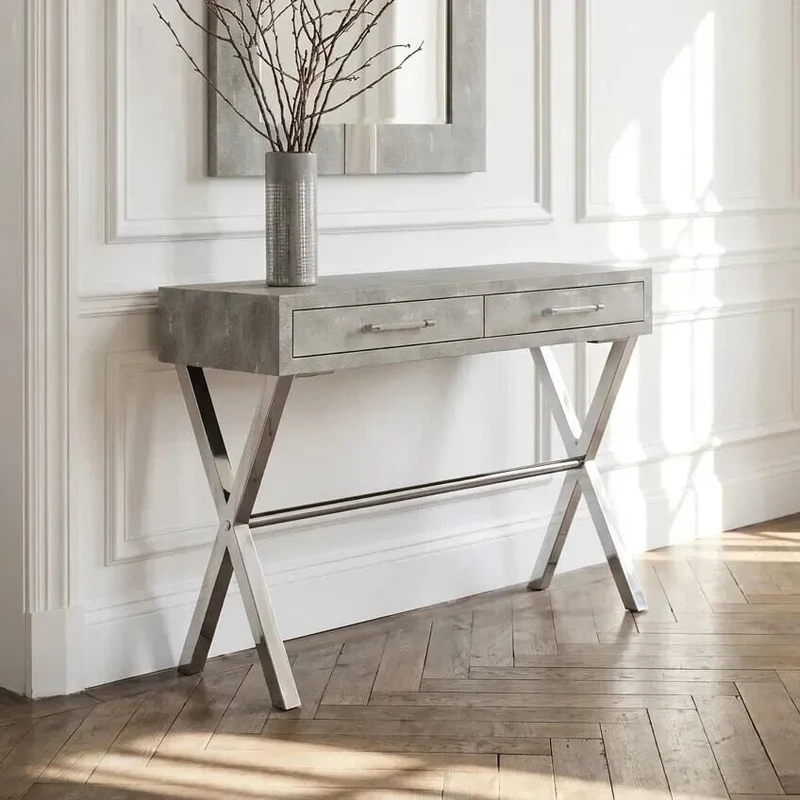 Cardona Two Drawer Grey Shagreen Effect Console Table