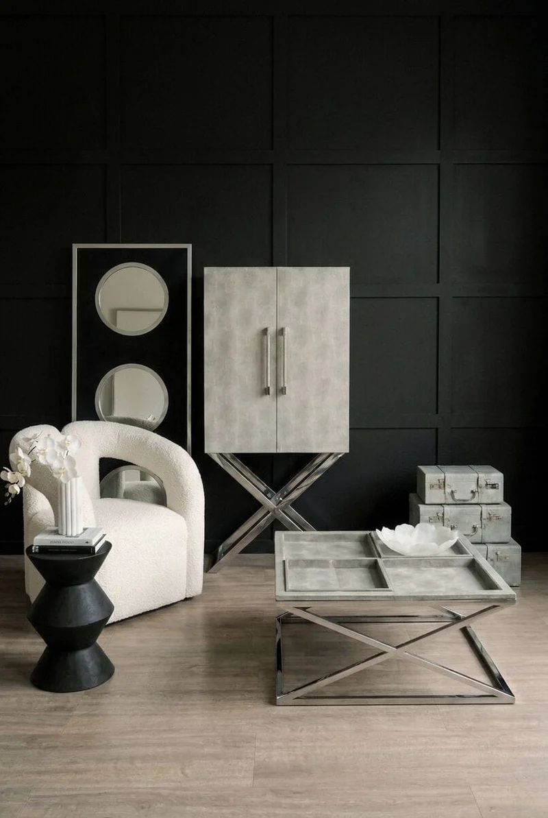 Cardona Two Door Grey Shagreen Effect Cabinet