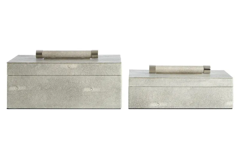 Cardona Set of Two Grey Shagreen Effect Trinket Boxes