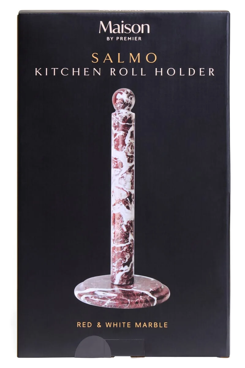 Salmo Red and White Marble Kitchen Roll Holder