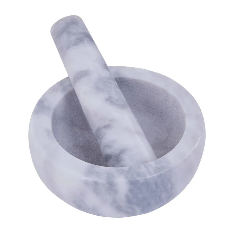 Salerno Grey Marble Bowl Shape Mortar and Pestle