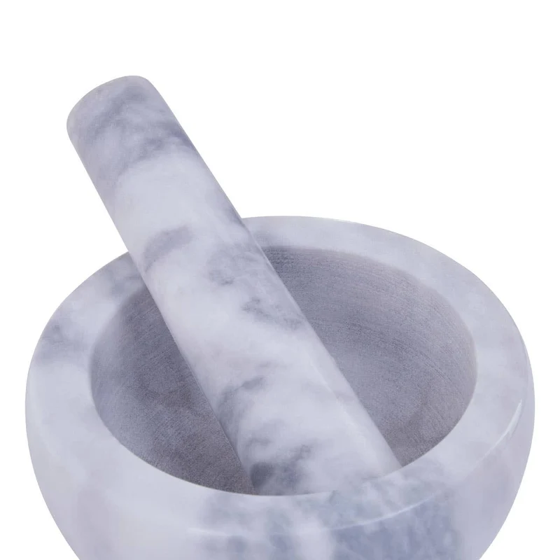 Salerno Grey Marble Bowl Shape Mortar and Pestle