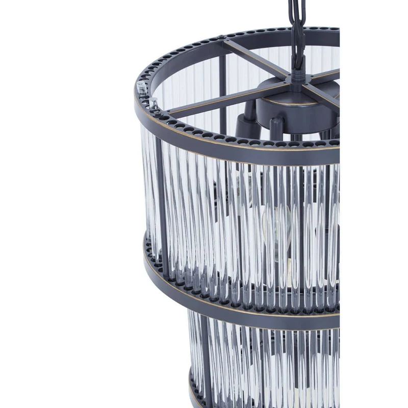 Salasco 3 Tier Black Finish Glass Chandelier
