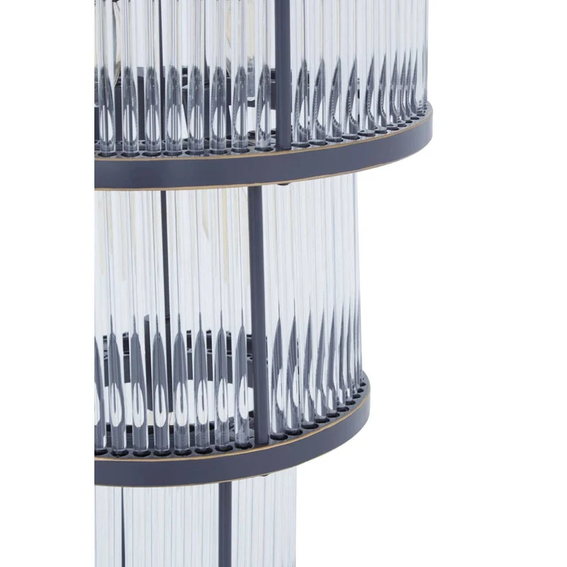 Salasco 3 Tier Black Finish Glass Chandelier