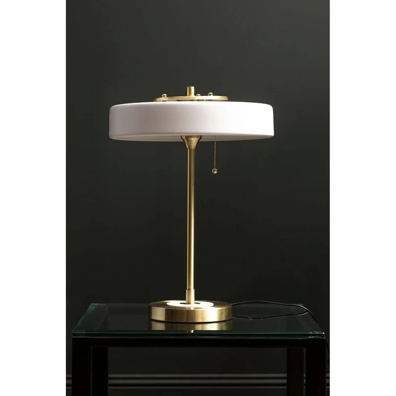 Rogano White Shade with Gold Finish Frame Table Lamp