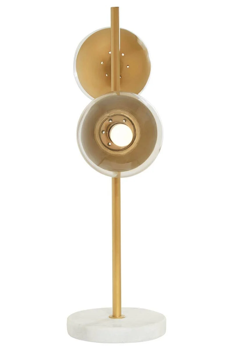 Revive Two Light Gold Finish Table Lamp with White Marble Base