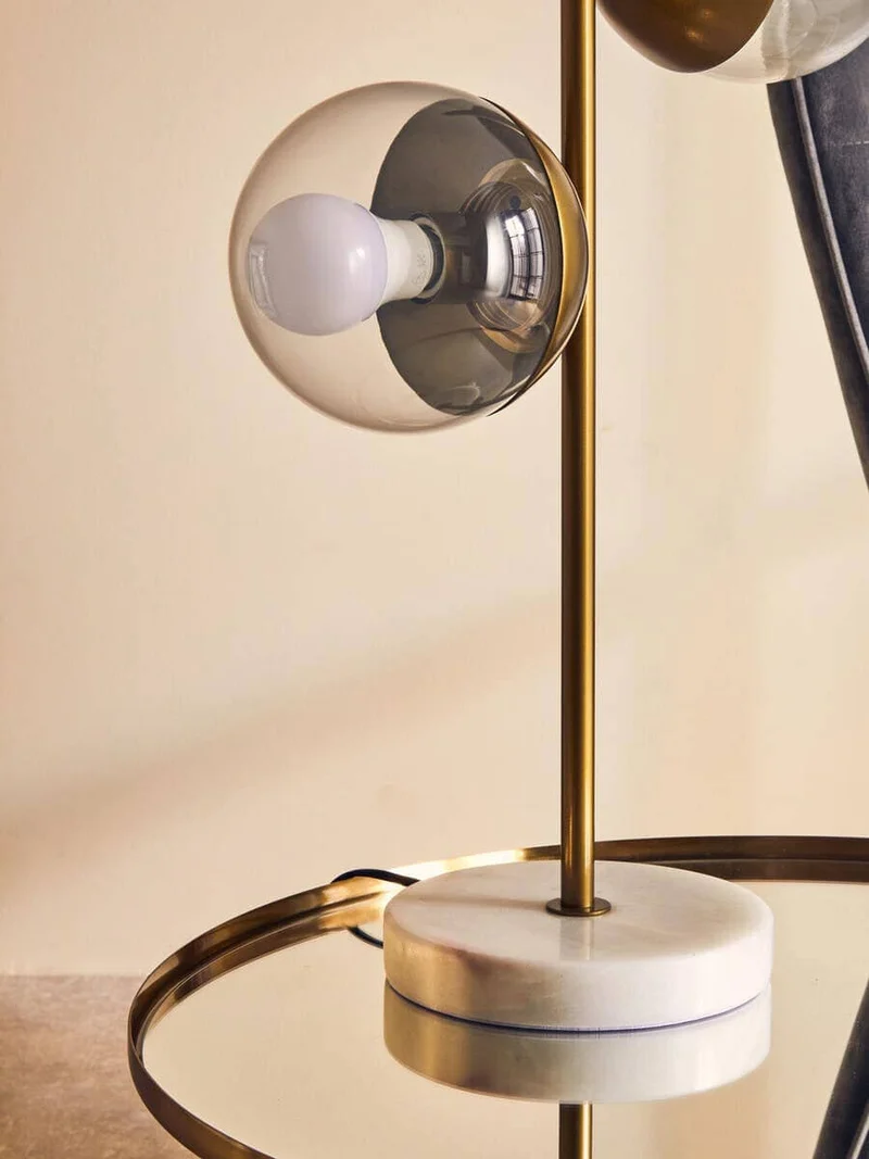 Revive Two Light Gold Finish Table Lamp with White Marble Base