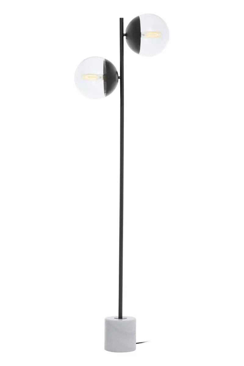 Revive Two Light Black Floor Lamp with Marble Base