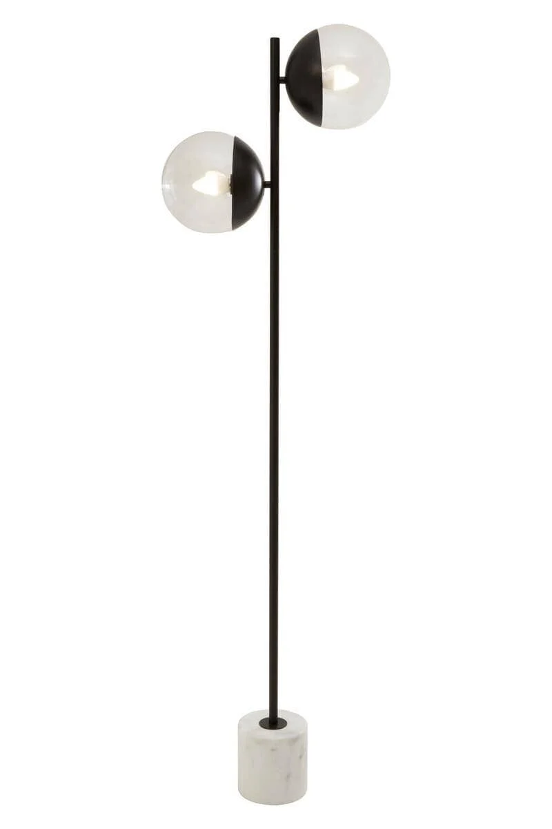 Revive Two Light Black Floor Lamp with Marble Base