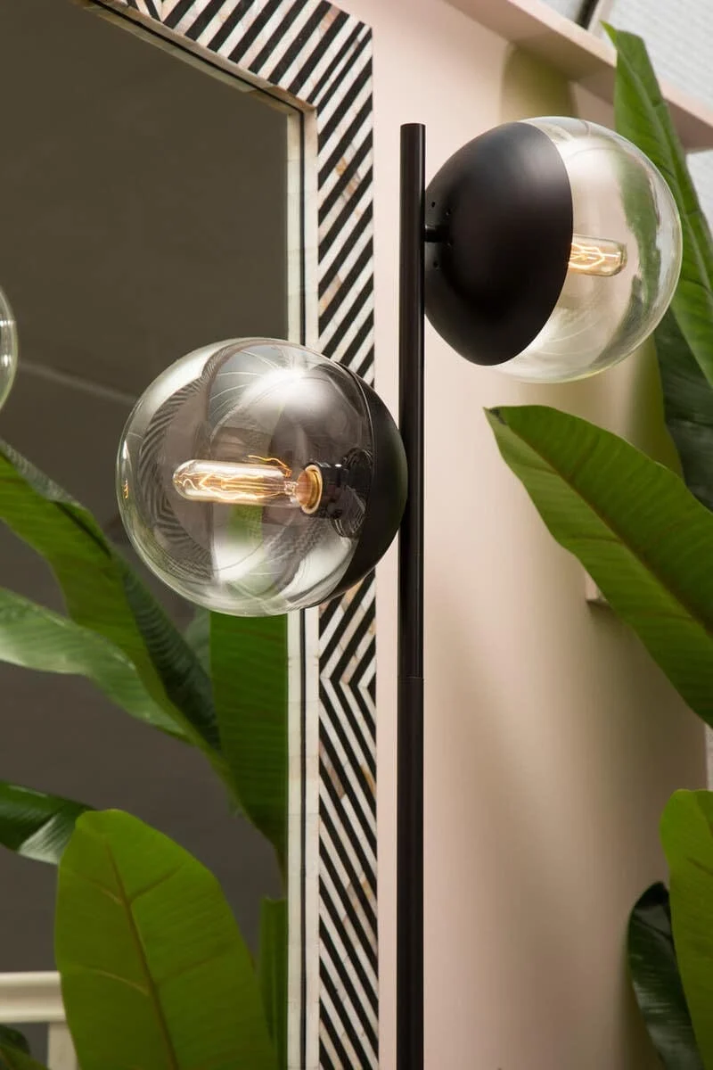 Revive Two Light Black Floor Lamp with Marble Base