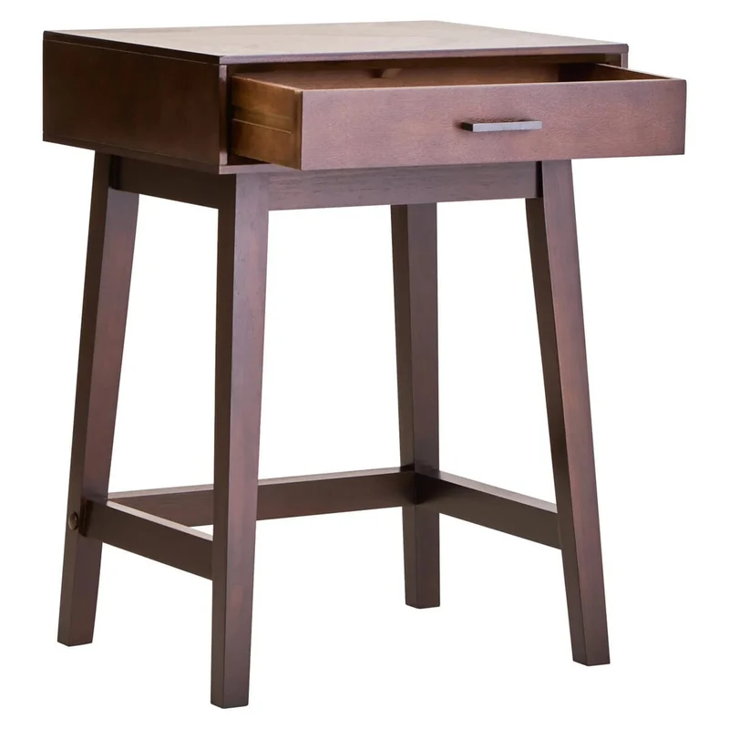 Heritage One Drawer Walnut Wood Finish Side Table