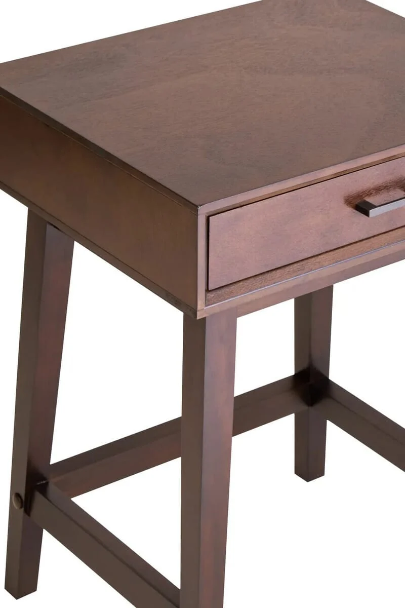 Heritage One Drawer Walnut Wood Finish Side Table