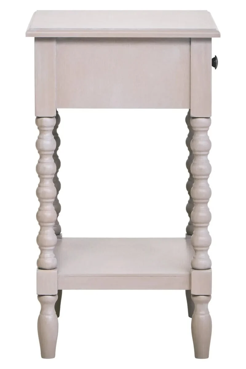 Heritage One Drawer Bobble Detail Grey Wooden Side Table