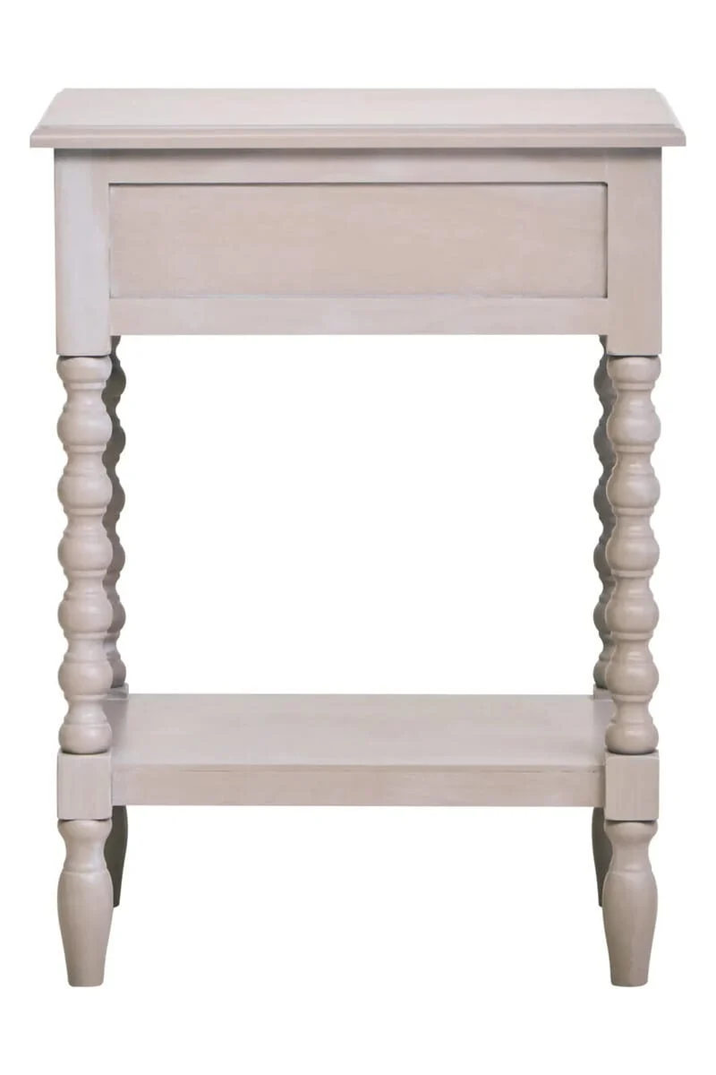 Heritage One Drawer Bobble Detail Grey Wooden Side Table