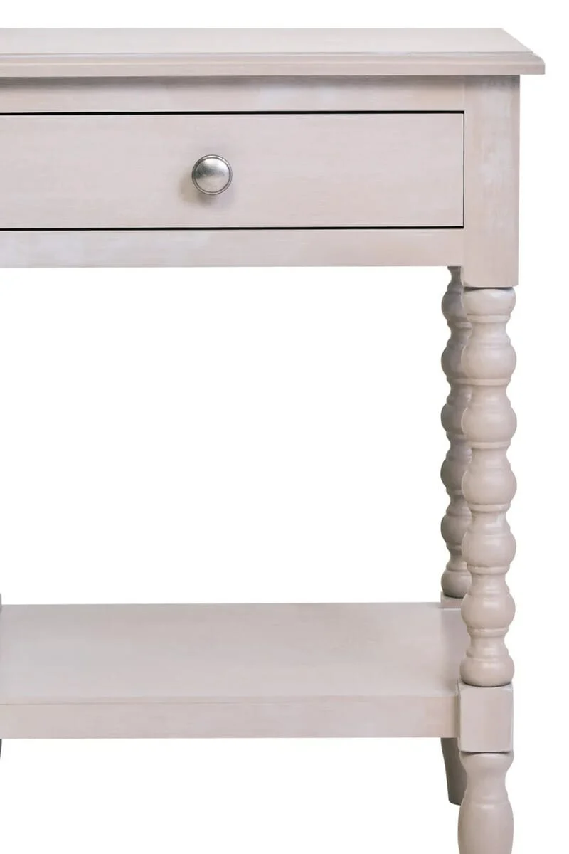 Heritage One Drawer Bobble Detail Grey Wooden Side Table