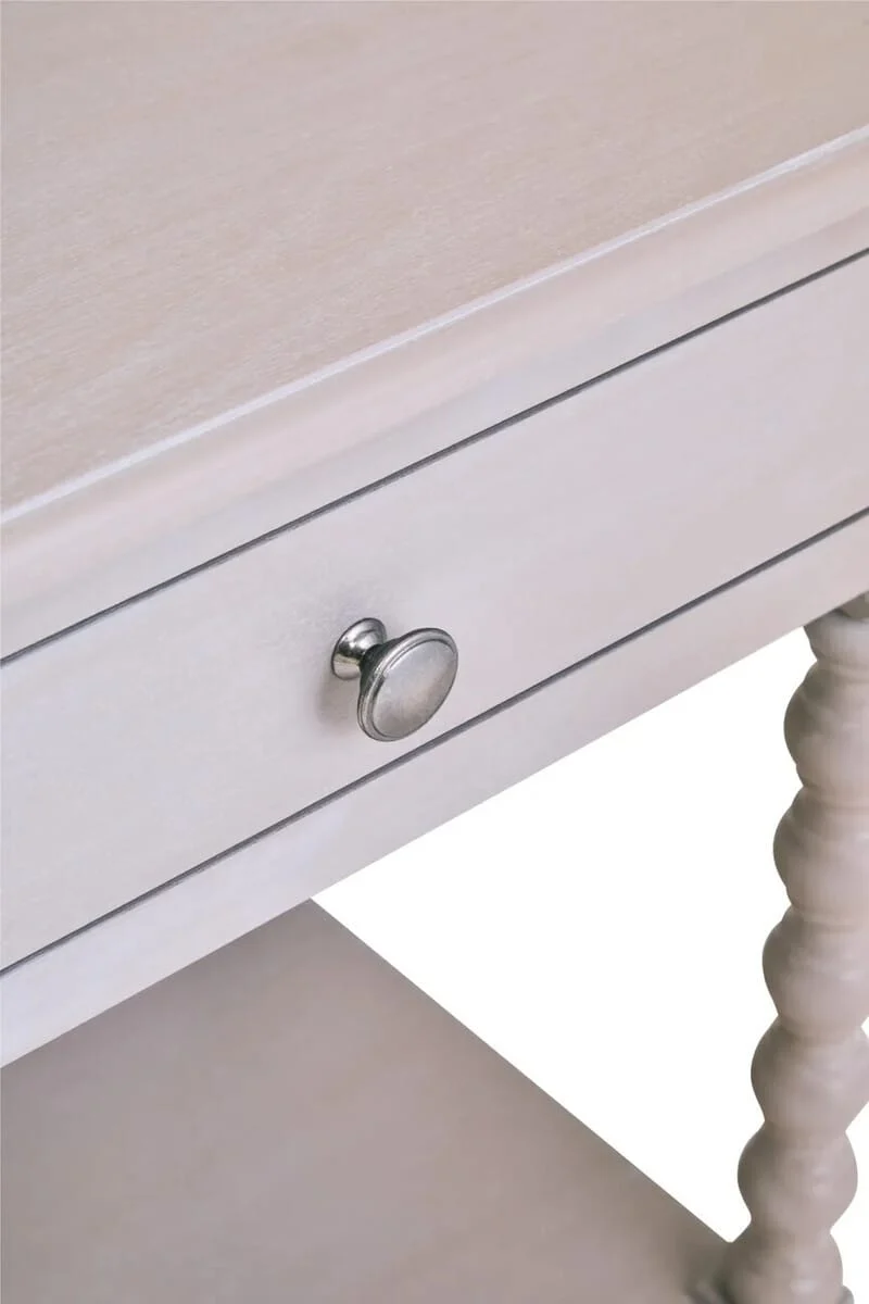 Heritage One Drawer Bobble Detail Grey Wooden Side Table