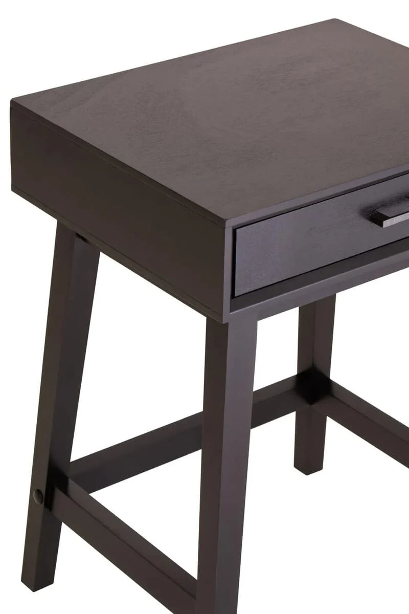 Heritage One Drawer Black Finish Wooden Side Table