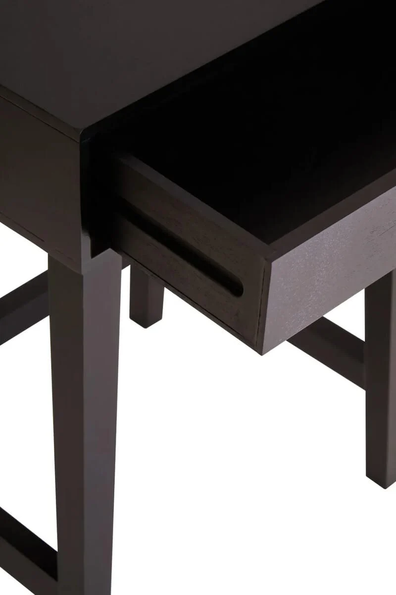 Heritage One Drawer Black Finish Wooden Side Table