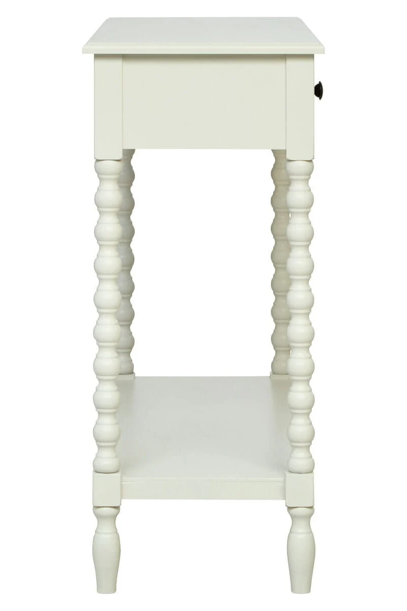 Heritage Two Drawer Bobble Detail Ivory Wooden Console Table