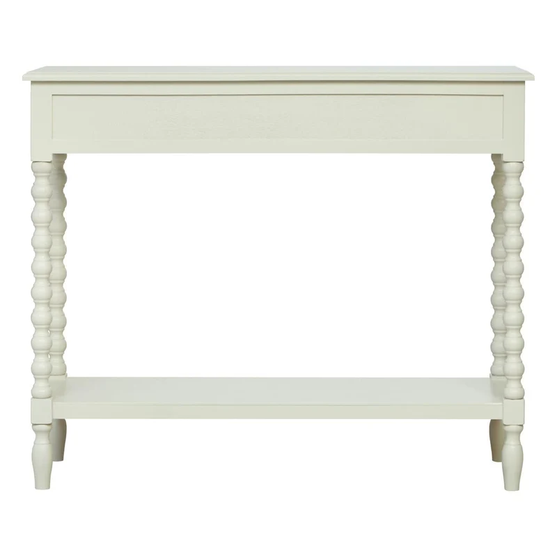Heritage Two Drawer Bobble Detail Ivory Wooden Console Table
