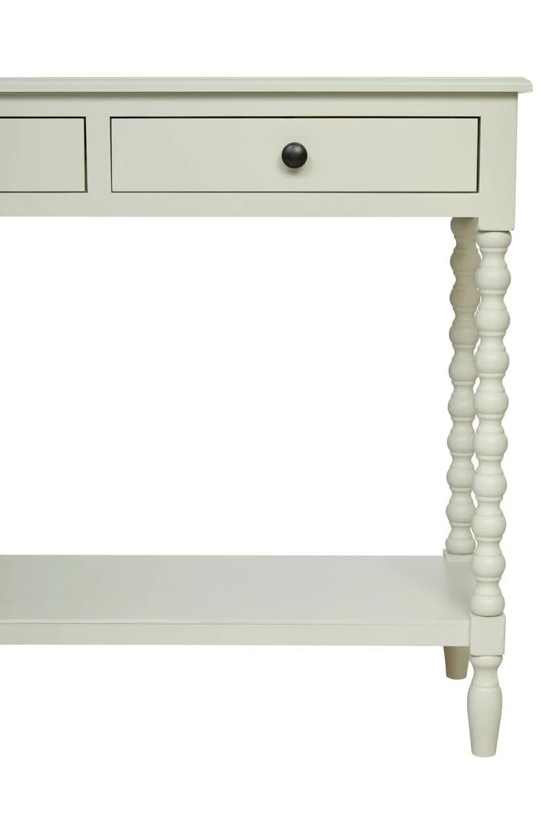 Heritage Two Drawer Bobble Detail Ivory Wooden Console Table