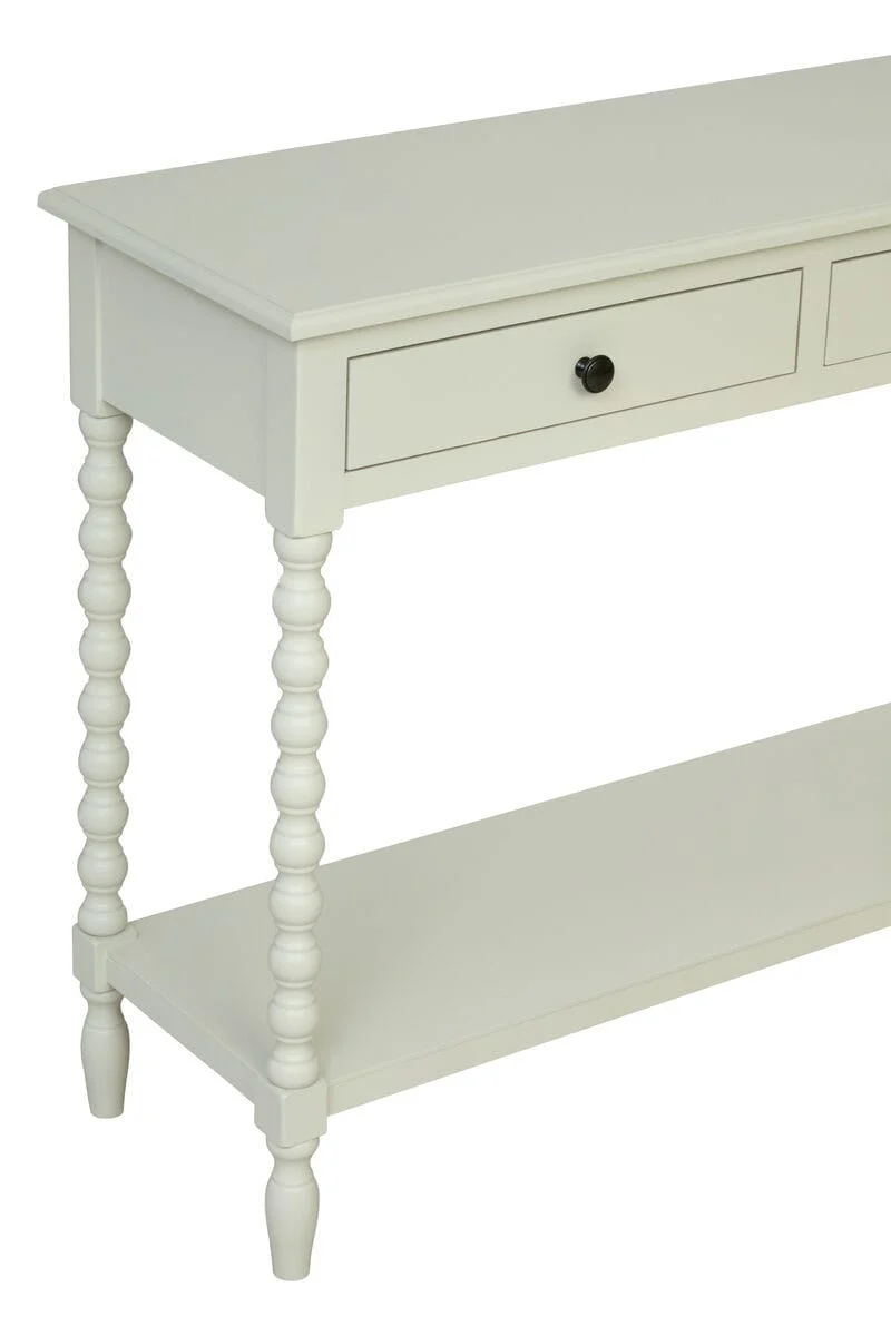 Heritage Two Drawer Bobble Detail Ivory Wooden Console Table