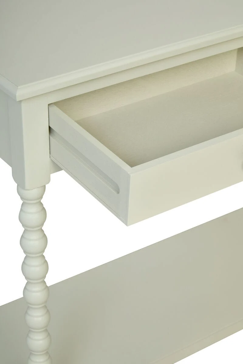 Heritage Two Drawer Bobble Detail Ivory Wooden Console Table