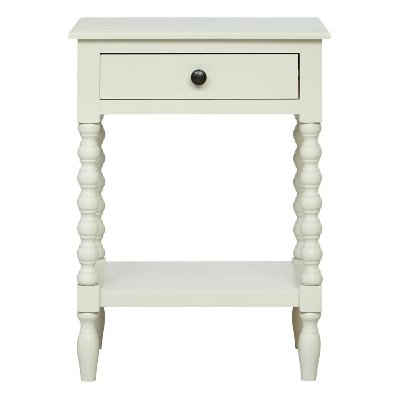 Heritage One Drawer Bobble Detail Ivory Wooden Bedside Table